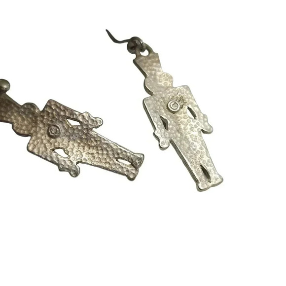 Happy Holidays Multicolor Enamel Christmas Nutcracker Dangle Drop Earrings VTG - Picture 4 of 5